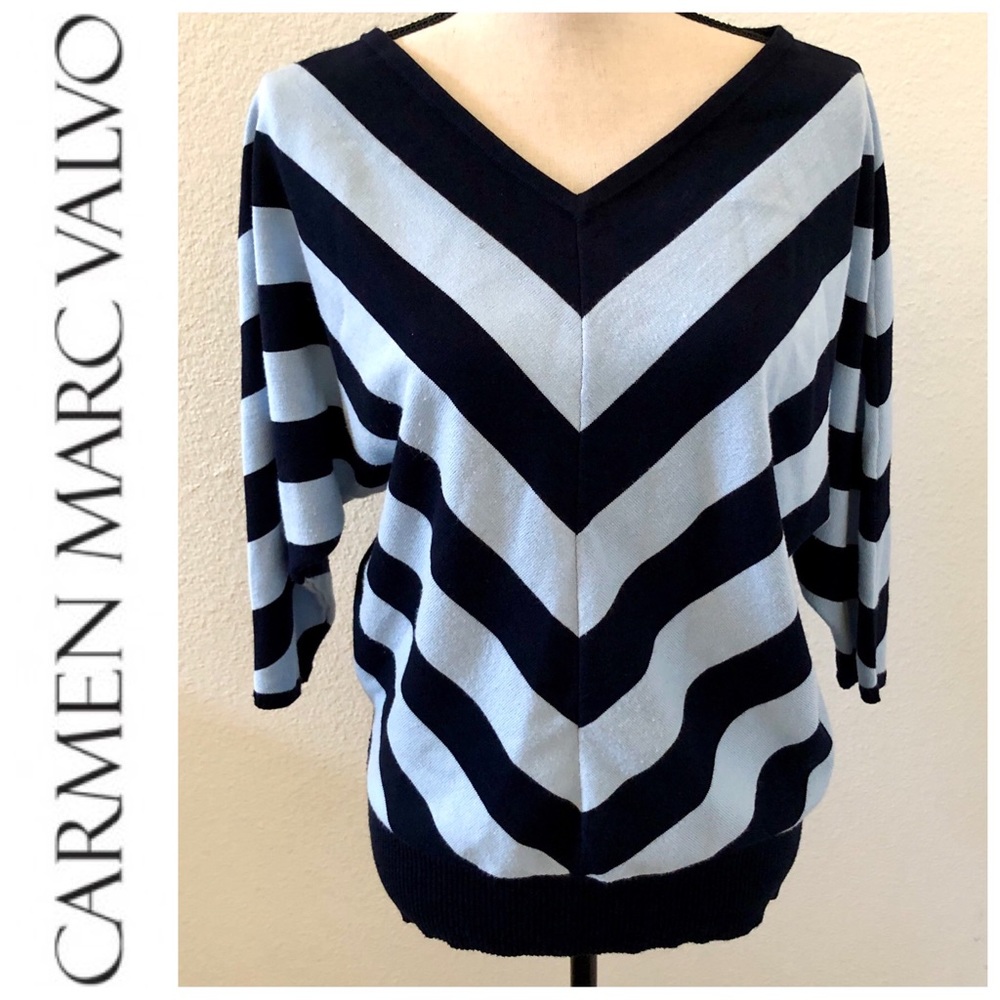 Carmen Marc Valvo Pullover V-Neck Sweater